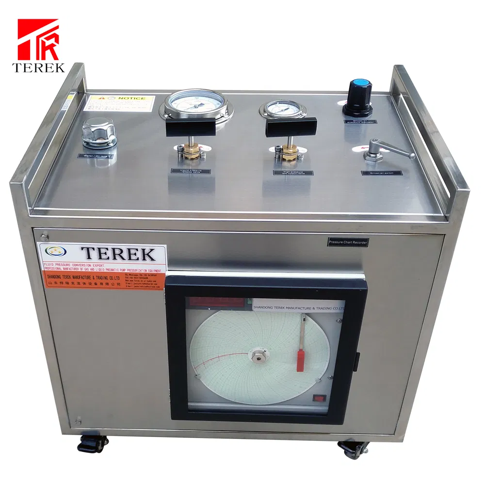 Unità pompa di prova idraulica ad aria compressa di marca Terek con registratore grafico 7424 psi